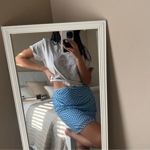 Blue checkered skirt